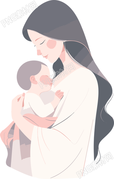 母親節(jié)中國(guó)風(fēng)母子插畫