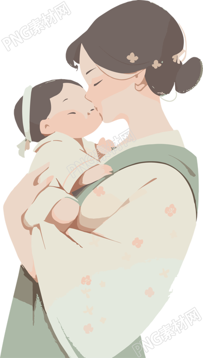 母親節(jié)媽媽抱著嬰兒扁平插圖