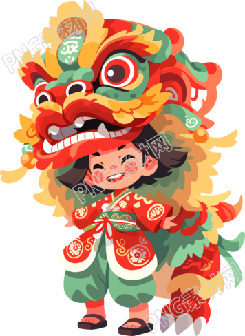 舞獅古風(fēng)少年插畫素材