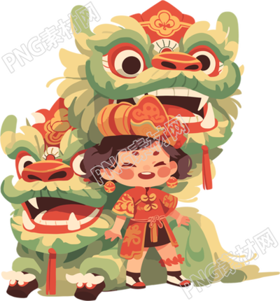 舞獅表演透明背景插圖