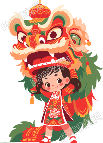 舞獅女孩傳統(tǒng)文化素材