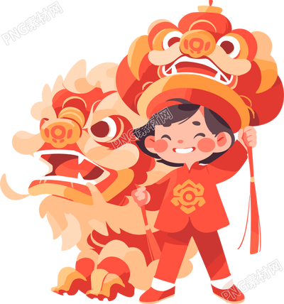 舞獅的傳統(tǒng)古裝男孩素材