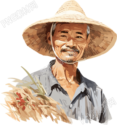 農(nóng)民戴草帽創(chuàng)意插畫