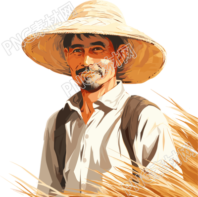 農(nóng)民戴著草帽創(chuàng)意插畫