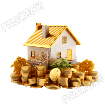 3D金幣房屋PNG素材