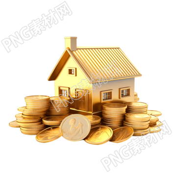 3D金幣房屋高清透明背景素材