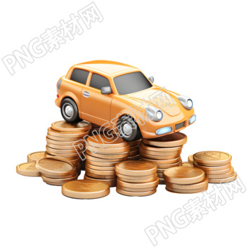 3D金幣汽車精美插畫