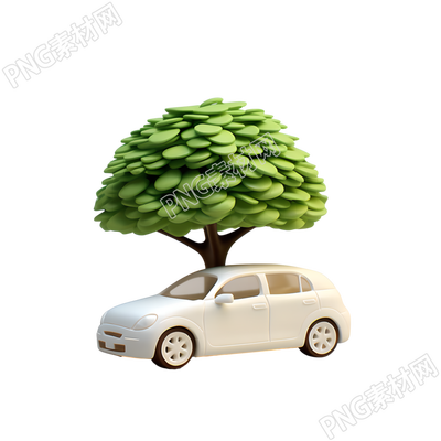 3D環(huán)保汽車大樹商業(yè)可用插畫