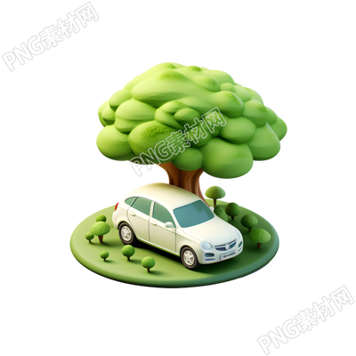 3D環(huán)保汽車大樹商用素材