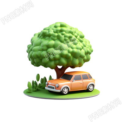 3D環(huán)保汽車大樹插圖