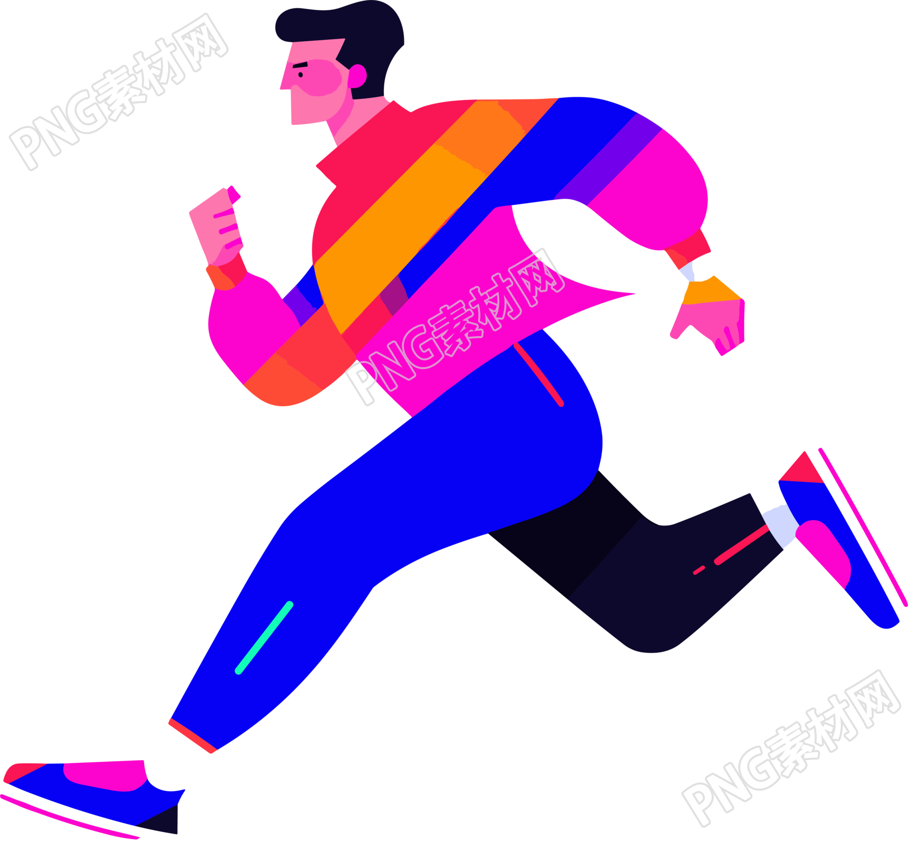 运动男生卡通插画设计素材