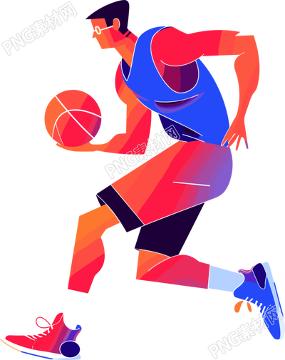 打籃球的男生簡約插畫