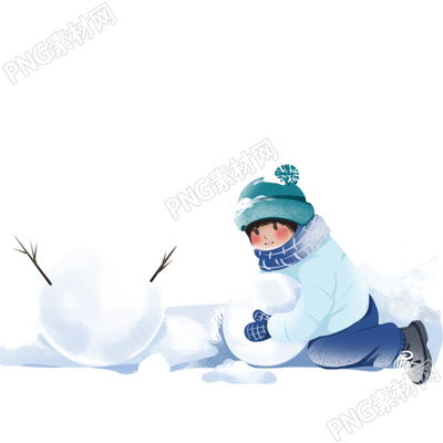 滾雪球的小男生寒假安全插圖