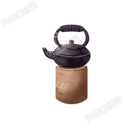 圍爐煮茶土陶罐手繪插畫