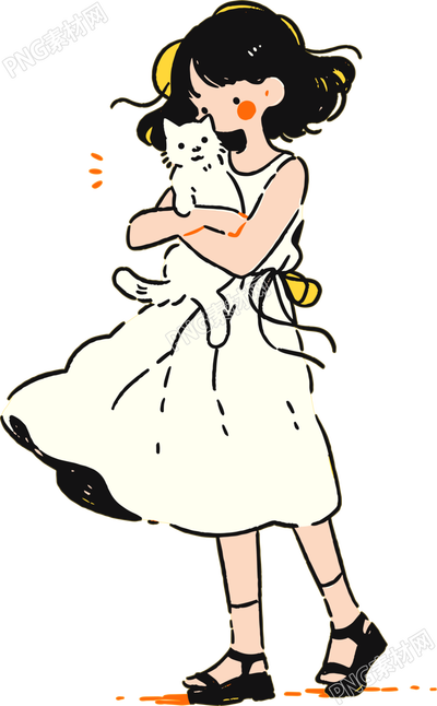 卡通小女孩簡約插圖