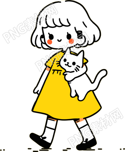 卡通小女孩插畫素材