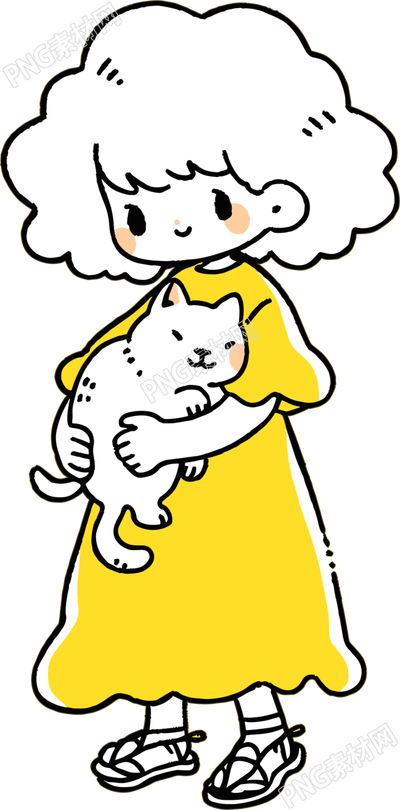 卡通小女孩黃色連衣裙素材
