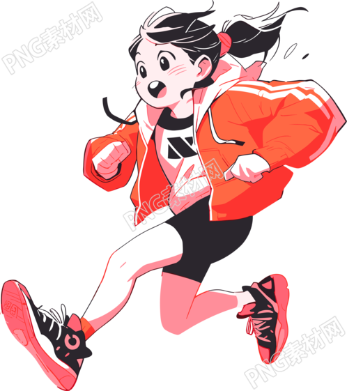 运动装女孩卡通图案插画