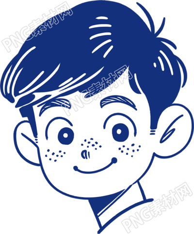 卡通男孩迷你線條插畫