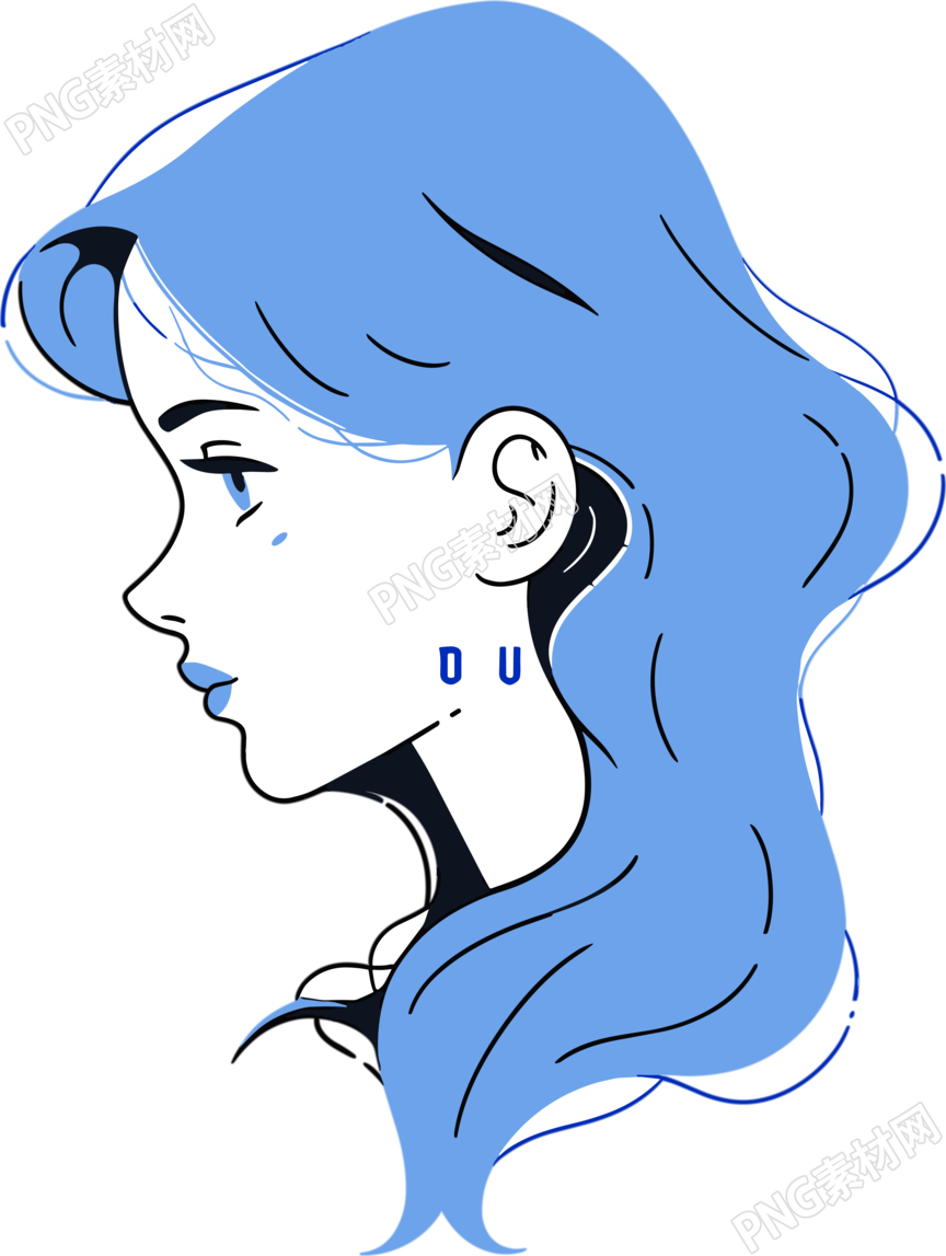卡通女孩扁平化创意设计素材
