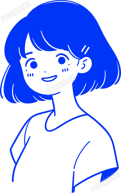 卡通女孩簡約線條素材