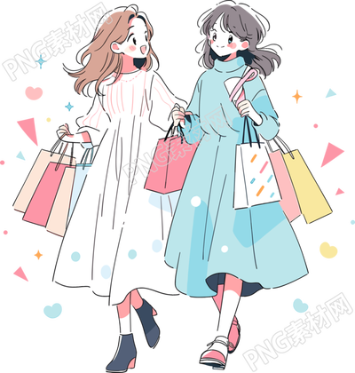 時(shí)尚女孩購物可商用素材