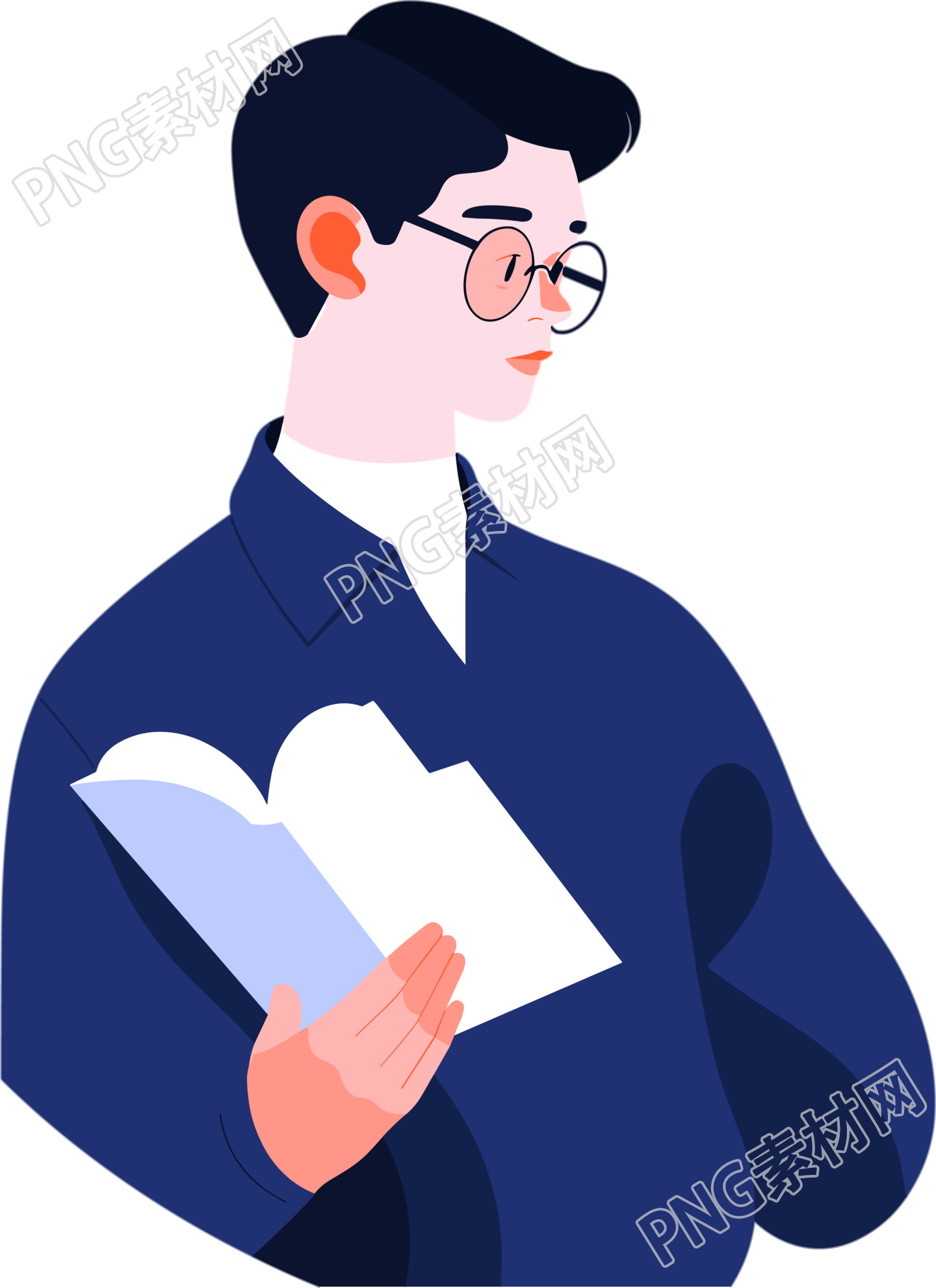 男生读书插图素材