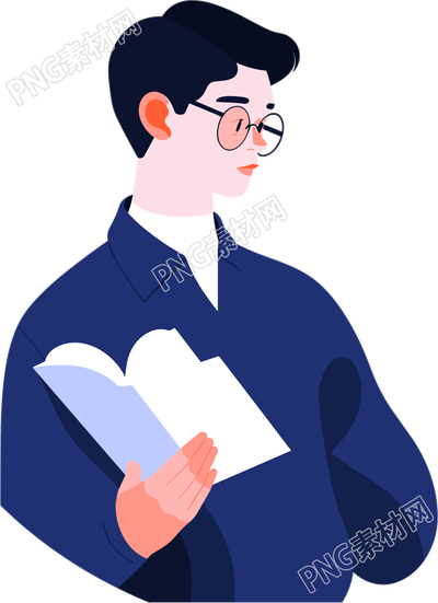 男生讀書插圖素材