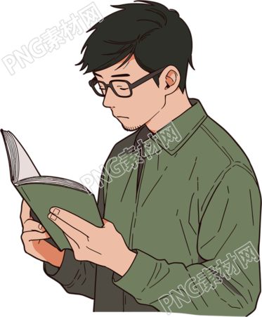 男生讀書簡潔扁平插畫