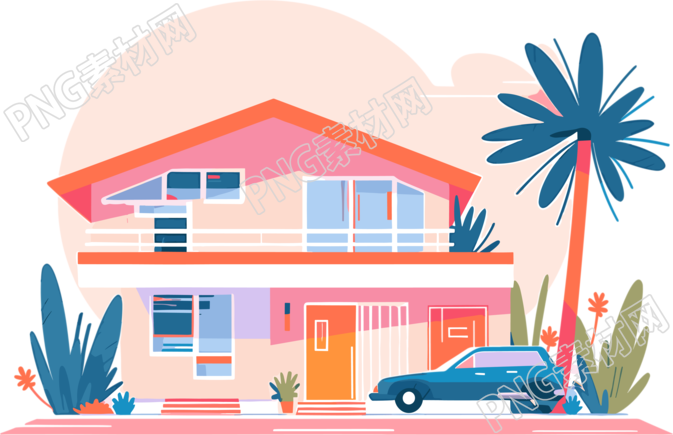 彩色房屋可商用插图
