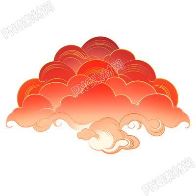 紅色祥云透明背景插畫