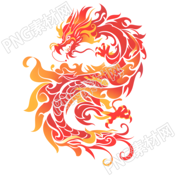 紅色中國龍漸變元素