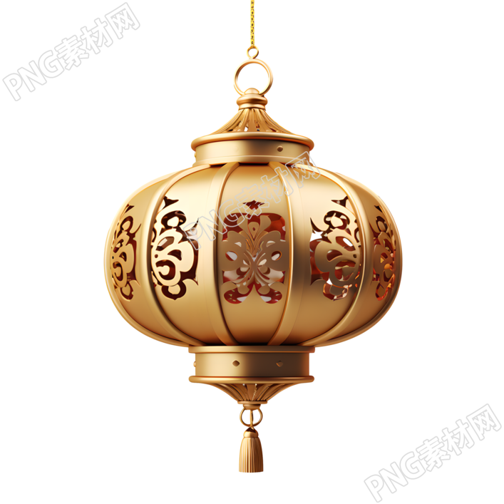 中式灯笼金色渐变插画