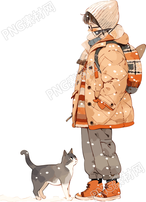 男孩与猫商业设计元素