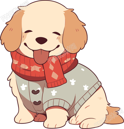 冬日小狗穿毛衣可愛插畫