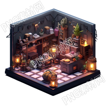 3D房屋內(nèi)景透明背景插圖