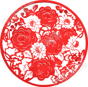 窗花剪紙牡丹花紅色剪紙插畫(huà)