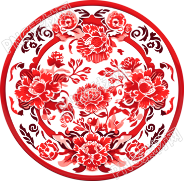 窗花剪紙牡丹花素材
