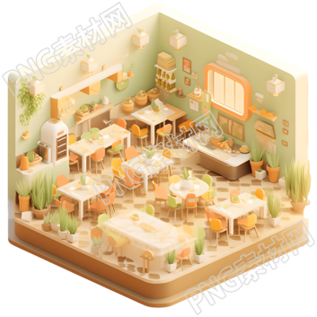 3D餐廳室內(nèi)微景觀素材