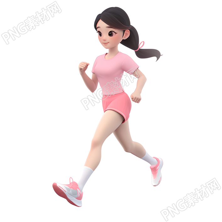 3D运动女孩跑步插画