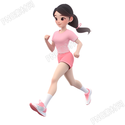 3D運(yùn)動(dòng)女孩跑步插畫