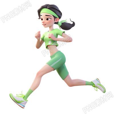 3D運(yùn)動(dòng)女孩透明背景插圖