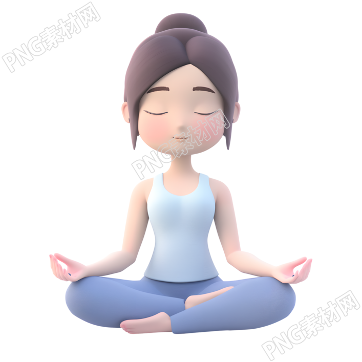 练瑜伽的女孩透明背景插图