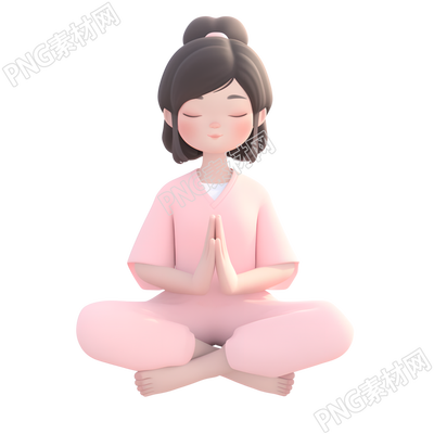 練瑜伽的女孩3D渲染商用素材