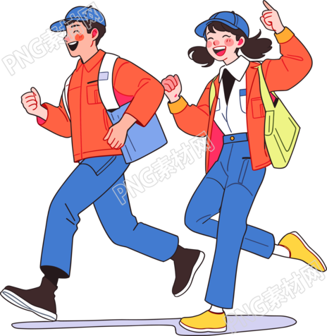 商务人士奔跑简约插画设计