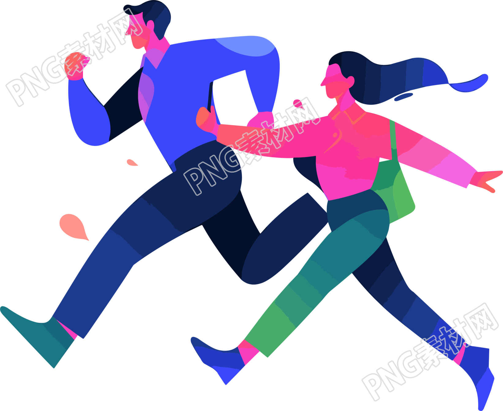 商务人士奔跑2D图形插画