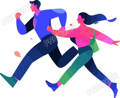 商務人士奔跑2D圖形插畫