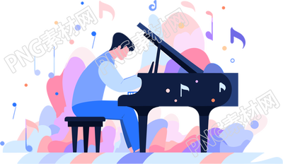彈鋼琴的男孩簡(jiǎn)約風(fēng)格設(shè)計(jì)元素