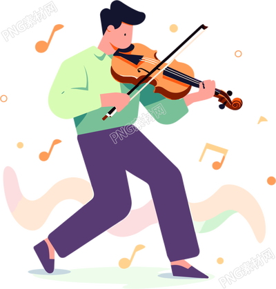 拉小提琴的男生音樂插圖
