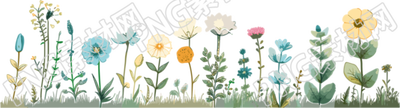 植物花邊簡單花卉設計元素